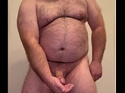 Bear with hot red thong that ruins an orgasm and eats his own cum