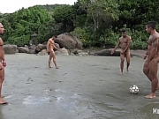 Naked football on the beach