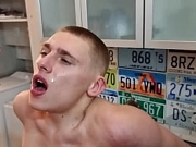 Horny hunk fucks young twink on a kitchen table