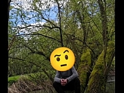 Outdoor wanking at the river, almost caught