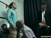 Calvin Banks takes Dale Savage and Chris Damned cock inside his mouth and ass