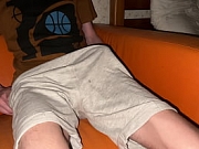 Twink pours his shorts with cum
