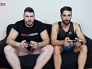 Straight friends betting on the playstation