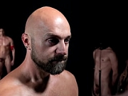 Stable Master Adam Snow working his ass off at The Stud Farm! Three stallions Jordan Starr, Evan Jordie and Taylor Reign fuck gimps!